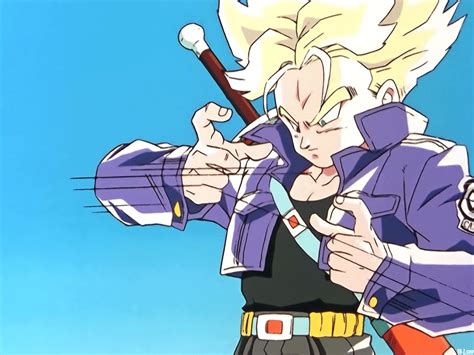 Xeno Trunks was originally going to achieve Super Saiyan 4 during the Dark King Mechikabura Saga, however the developers could not decide on the hair color (purple or black) and so it was. . Trunks burning attack